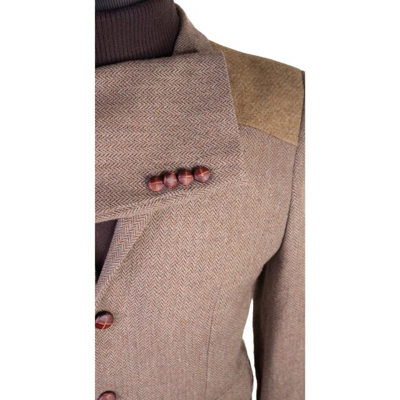 Topman Herringbone Beige Blazer Sport Coat Jacket Size 42R 3-Button Extra Slim - Picture 7 of 15